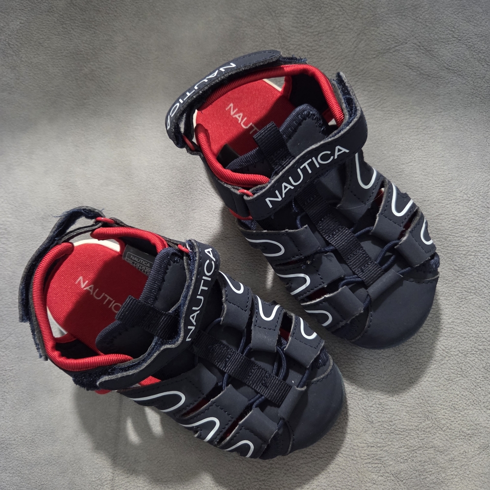 NAUTICA Toddler Boys Black Red Velcro Close Sandals Closed-Toe Size 9